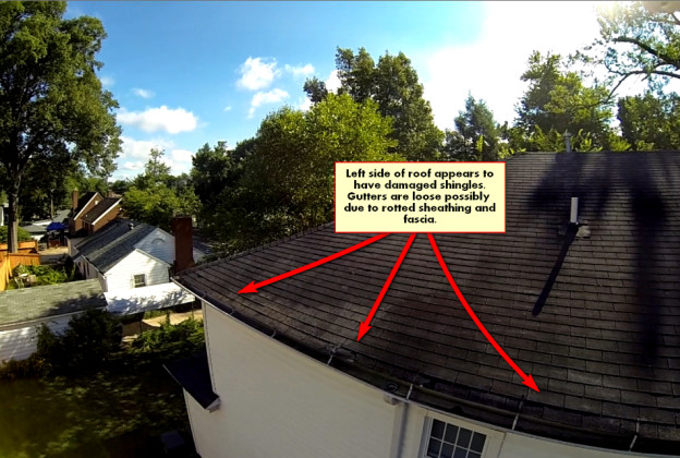 Damaged roof found by our “Eye In The Sky”.